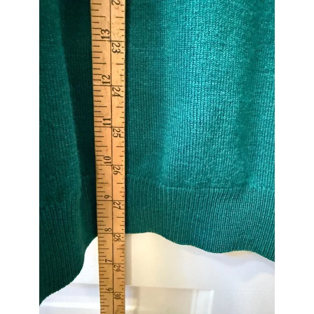 Brooks Brothers 365 Green Extra Fine Merino Wool V-Neck Mens Sweater - XL